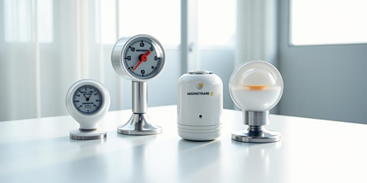 Variety of professional meteorological sensors on a clean white laboratory table